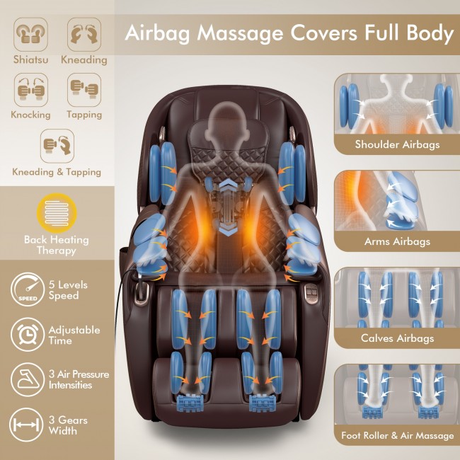 Fauteuil de Massage SL-Track Gravité Zéro Shiatsu Chaleur et Bluetooth