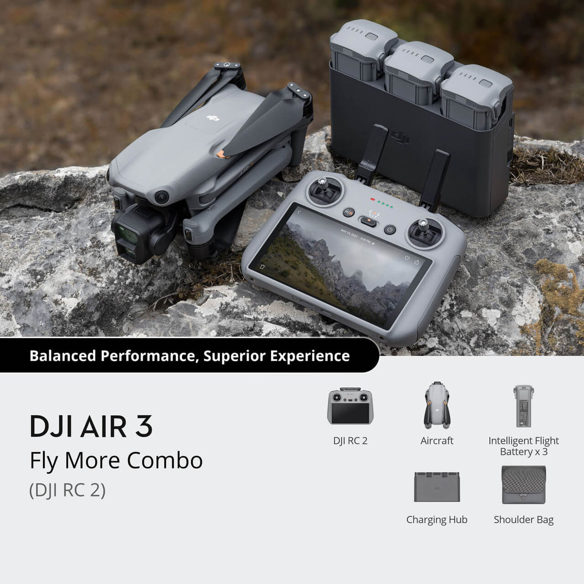 DJI Air 3 Fly More Combo - Drone Double Caméra 4K HDR 46 Minutes