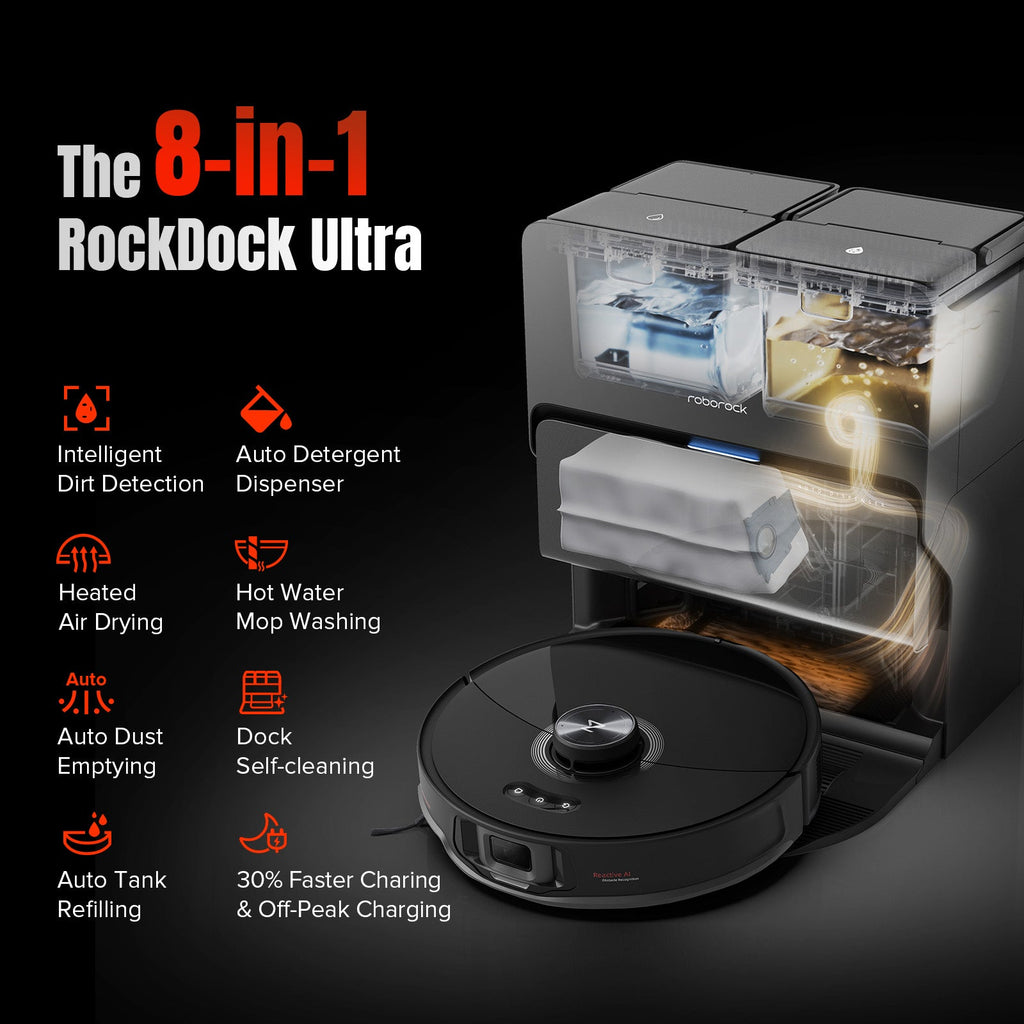 Roborock S8 MaxV Ultra - Robot Aspirateur Laveur Autonome 10000 Pa