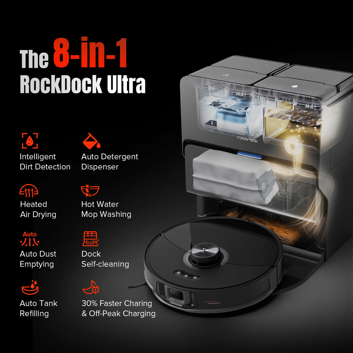 Roborock S8 MaxV Ultra - Robot Aspirateur Laveur Autonome 10000 Pa