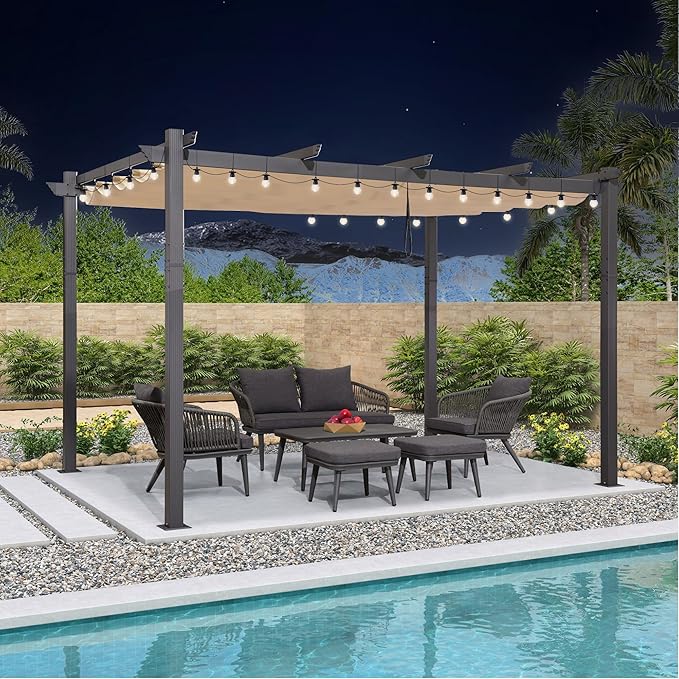 PURPLE LEAF 4x3m Pergola Aluminium Réglable avec Éclairage LED