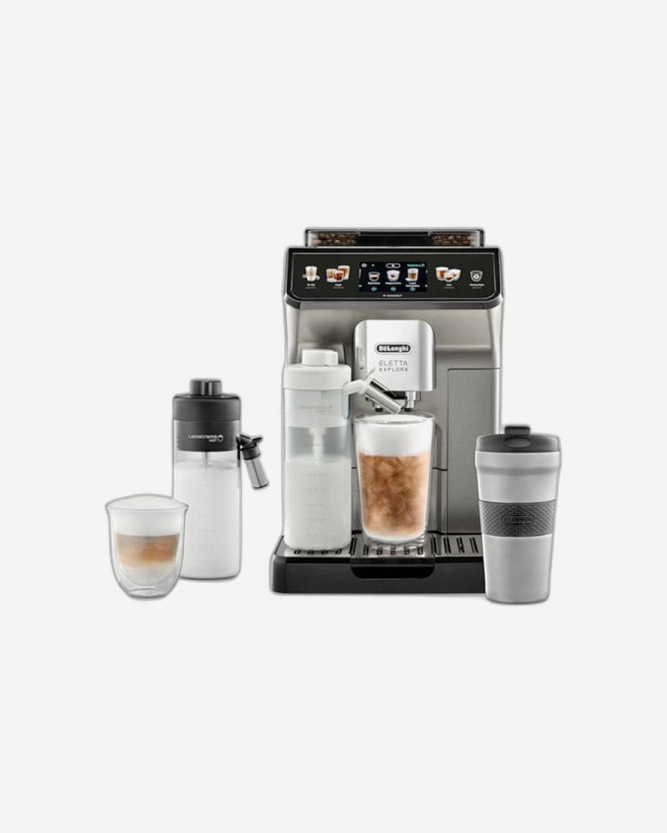 De'Longhi Eletta Explore ECAM450.86.T machine à café titanium fond blanc