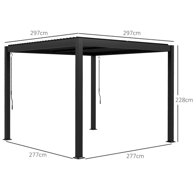 Outsunny 3x3m Pergola Bioclimatique Aluminium Toit Orientable