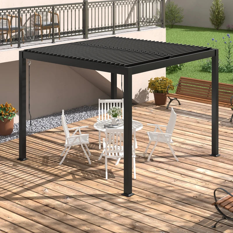 Outsunny 3x3m Pergola Bioclimatique Aluminium Toit Orientable